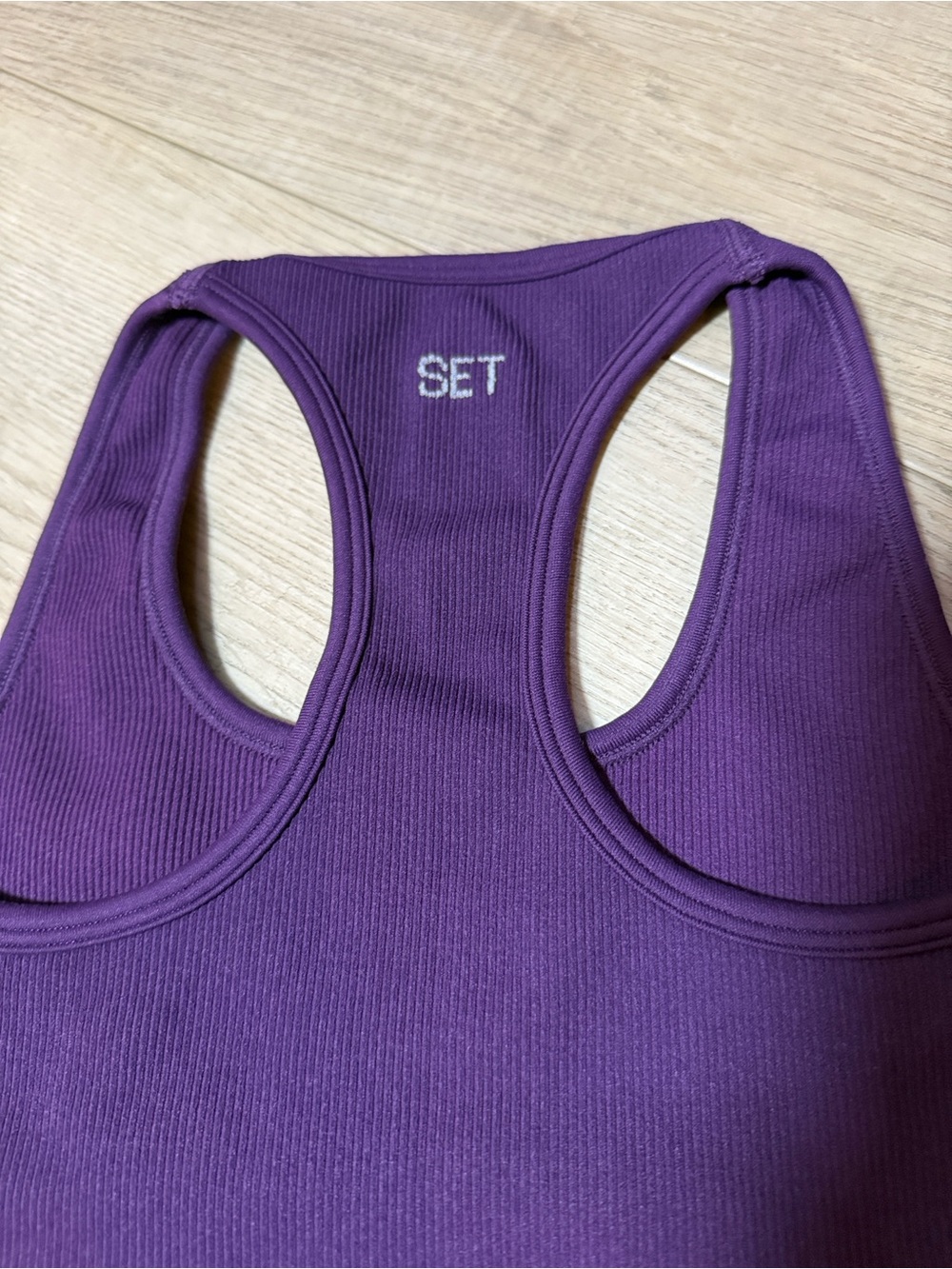 SET Active Deep Purple Ribbed Racerback Tank - Picture 4 of 4